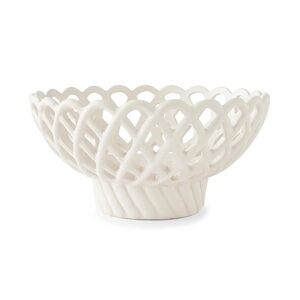 Anko Ceramic Woven Bowl, Cream, 8”x4”